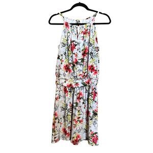 White House Black Market Sundress Medium Multicolor Floral Print Flounce Dress